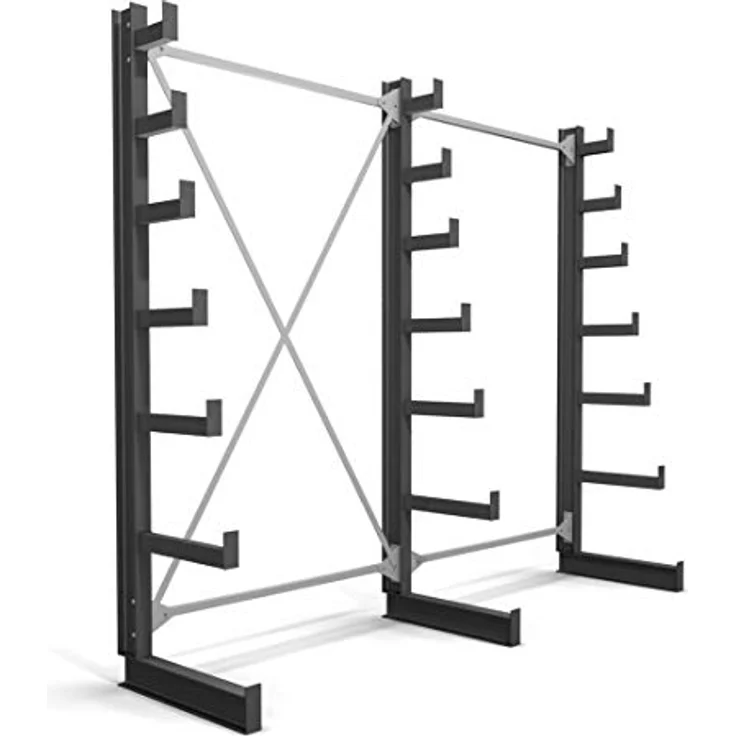 STIER Kragarmregal, einseitig, 2600x2000x500mm, 2 Felder mit 6 abstiegenden Kragarmen, Tragkraft 200kg pro Kragarm, Made in Germany – Bild 1