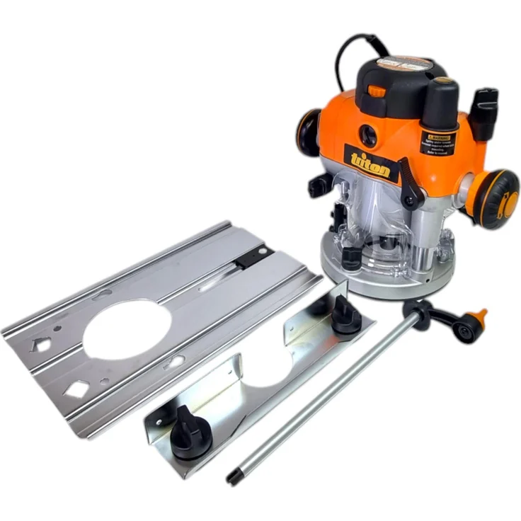 Triton TRA001, Präzisionsfräse mit 2400-Watt-Motor, Zahnstangenmechanismus und Geschwindigkeitsregelung