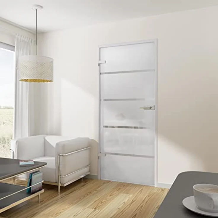 Tür Drehtür Glastür 834x1972 DIN links DIN rechts mit Beschlag ESG Blockstreifen Wohnungstür - Tür + Beschlag DB03 – Bild 3