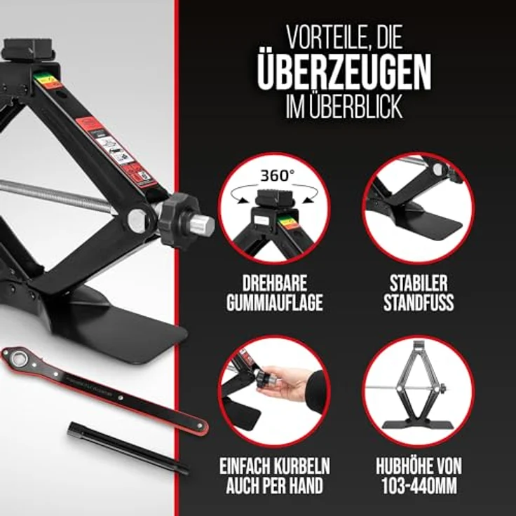 HEYNER Wagenheber Premium Scherenwagenheber SUV 2t für BMW, stabil & leicht, Hubhöhe 103-440 mm – Bild 5