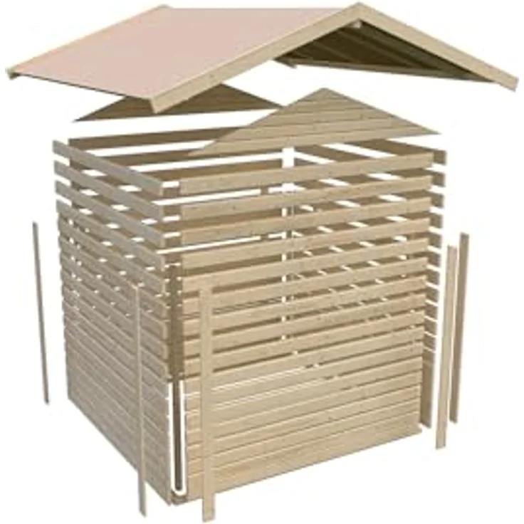 CHILLROI® Karibu Gartenhaus 19mm Multi Satteldach mit Schrank und Anbaudach inkl. Fußboden & Dacheindeckung (Pultdach terragrau) – Bild 5