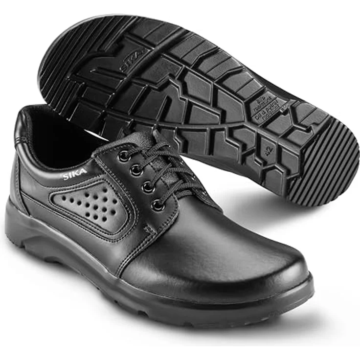 Sika Arbeitsschuh Optimax Schnürschuh, leicht und atmungsaktiv aus Permair® Leder, rutschhemmende Sohle, schwarz, Größe 42 – Bild 1