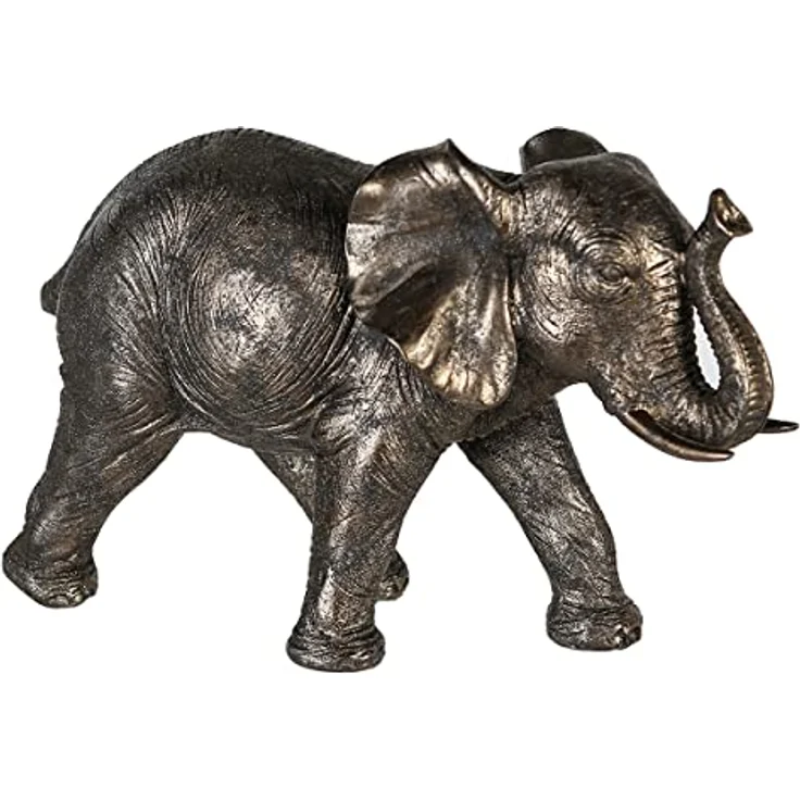 Casablanca Deko Figur Skulptu Elefant Zambezi grau/goldfarb,Poly - Breite 29 x Höhe 18 cm – Bild 1