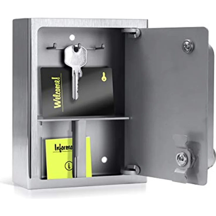 masunt Schlüsselsafe 1120 E Code | innovative Online-Codevergabe aus der Ferne | elektronischer Schlüsseltresor aus massivem V2A Edelstahl | Aufbruch-sicher | wetterfest | Silber – Bild 2