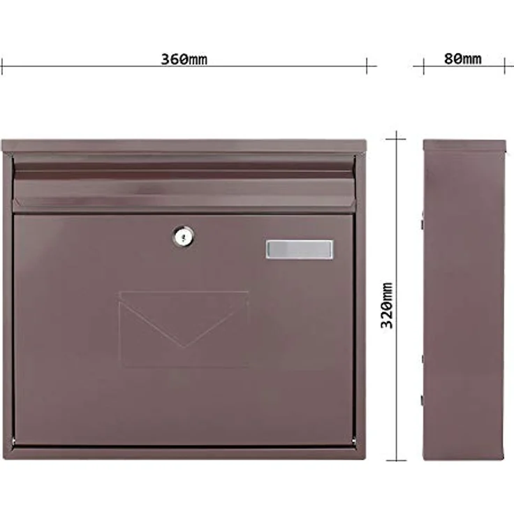 Rottner Briefkasten Teramo Stahl Braun, Mailbox, Postkasten, Zaunbriefkasten, 2 Einwurfsmöglichkeiten, Namensschild – Bild 5