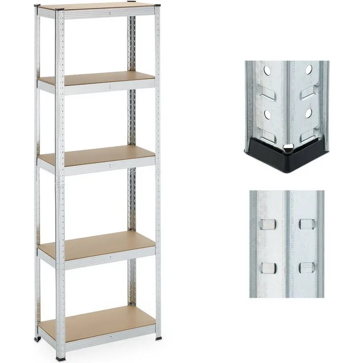 relaxdays Schwerlastregal Verzinktes Schwerlastregal mit 5 Ebenen, Silber, 500 kg Gesamttraglast