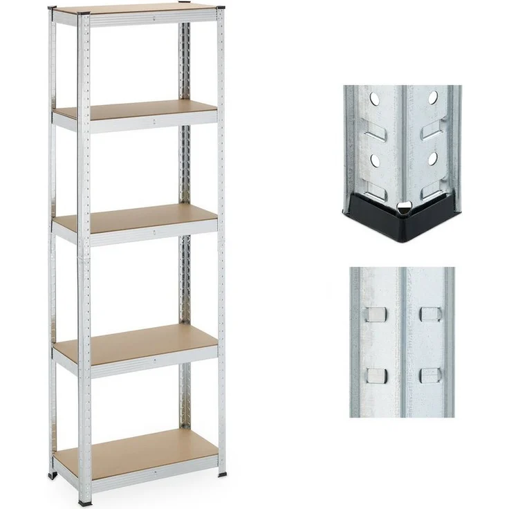 relaxdays Schwerlastregal Verzinktes Schwerlastregal mit 5 Ebenen, Silber, 500 kg Gesamttraglast – Bild 1