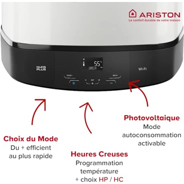 Ariston Nuos Plus S2 WLAN, 80 Liter Wärmepumpe mit Aerothermie, Fernbedienung und App-Steuerung, A+ – Bild 5