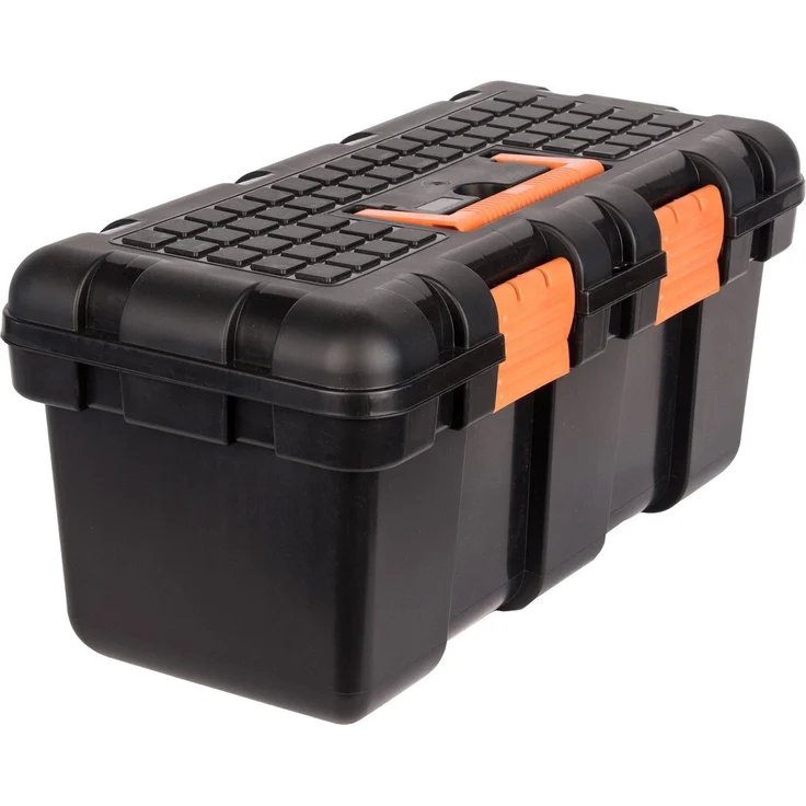 BigDean Werkzeugkoffer Hart-Kunststoff 50x25x23,5cm Schwarz-Orange mit Innenablage und hoher Belastbarkeit – Bild 1