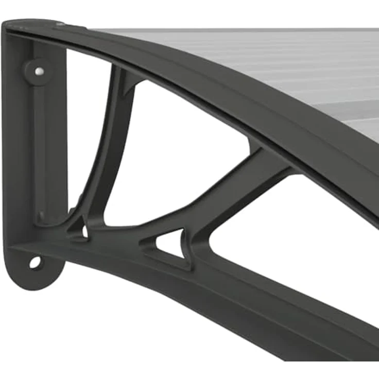 vidaXL Markise Türvordach Schwarz und Transparent 100x75 cm Polycarbonat (1-St) - Wetterfest, stabiler Rahmen, einfache Montage - Preisvergleich – Bild 5