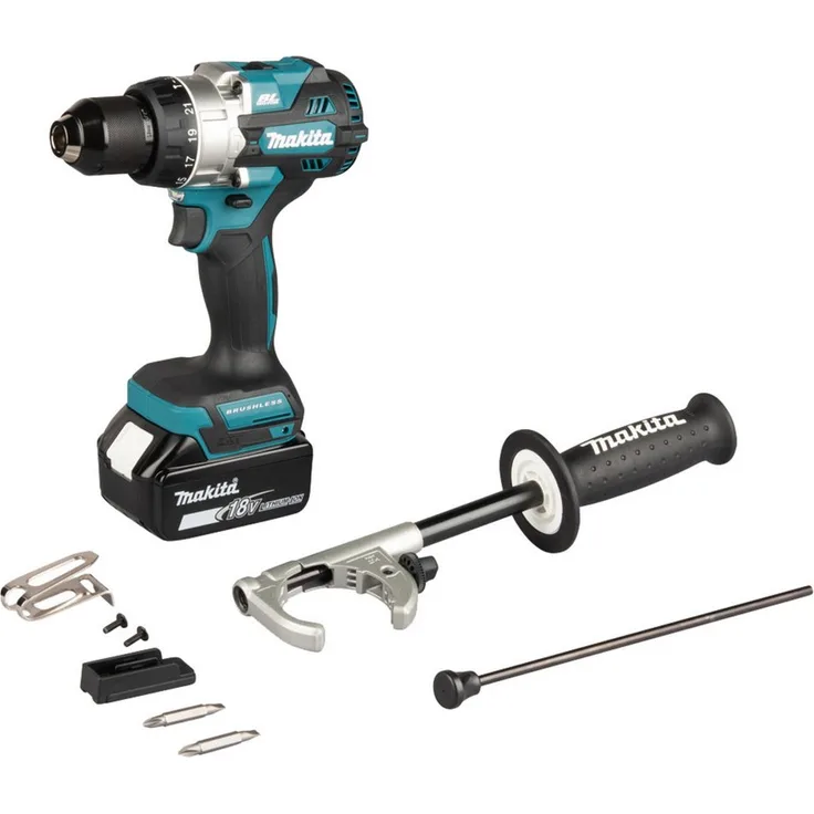 Makita DHP492RTJ, Akku-Schlagbohrschrauber mit 2-Gang-Getriebe, 18 Volt, 2x 5,0Ah Li-Ionen-Akkus, LED-Beleuchtung, Bürstenloser Motor