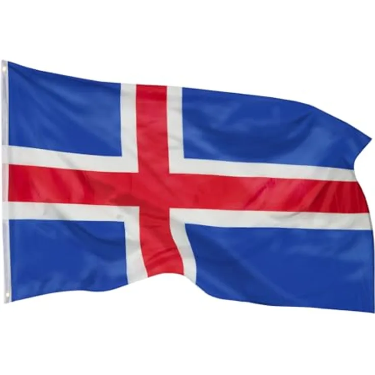 PHENO FLAGS Island Flagge 90x150cm, wetterbeständig mit Messingösen, 100% Polyester und robuster Doppelnaht in lebendigen Farben