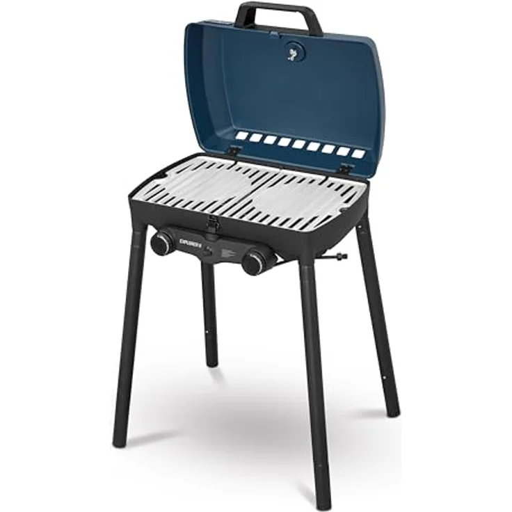 Enders Camping Gasgrill Explorer II, 2 Brenner Edelstahl, Grill-Thermometer, Aluguss-Grillwanne #2104 – Bild 2