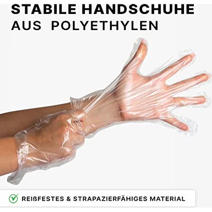 ARNOMED PE-Einmalhandschuhe, 100 Stück transparente, latexfreie Plastikhandschuhe für Lebensmittel, Haare färben und Haushaltshandschuhe – Bild 4
