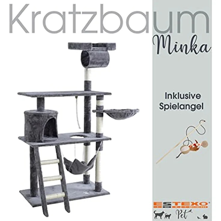 Katzenkratzbaum Kletterbaum Katzenbaum Kratzbaum Spielbaum 140 cm Hellgrau – Bild 3