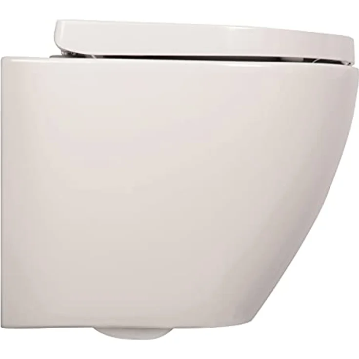 Calmwaters Tiefspül-WC, Wandhängend, Abgang Waagerecht, Raumspar WC 45 cm, spülrandlos, Absenkautomatik, Weiß – Bild 7