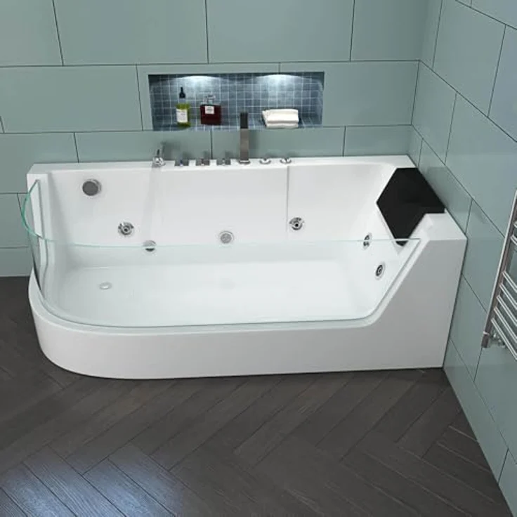 HOME DELUXE Badewanne Whirlpool CARICA, 170 x 80 cm, mit 4 einstellbaren Düsen und LED-Farblichttherapie, strahlendes Weiß – Bild 4