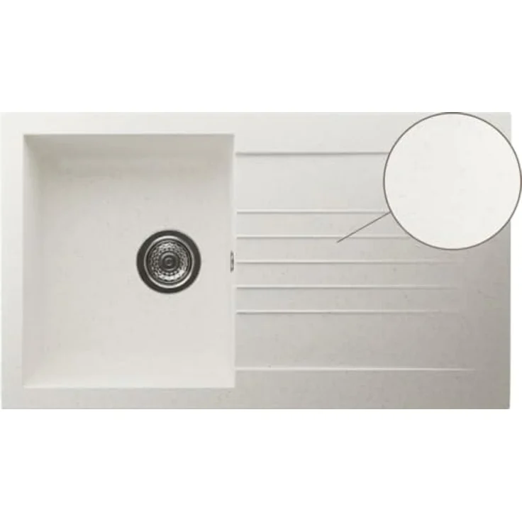 YUNA Granovia Granite, Compositspüle in Granitoptik, 86x50cm, matt weiß – Bild 3