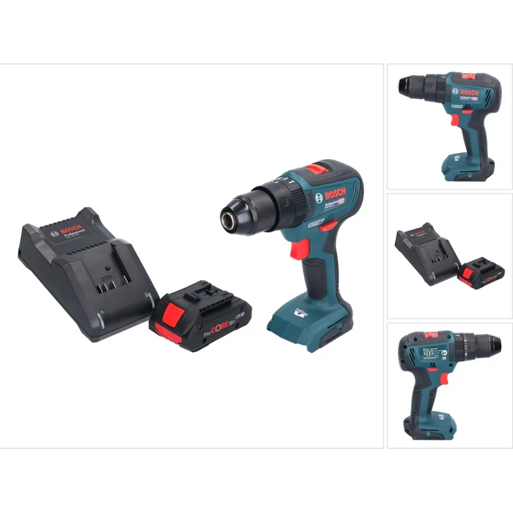 Bosch GSB 18V-55 Professional Akku Schlagbohrschrauber 18V 55Nm Brushless + 1x ProCORE Akku 4,0 Ah + Ladegerät, bürstenloser Motor, Metallbohrfutter, 2 Gänge