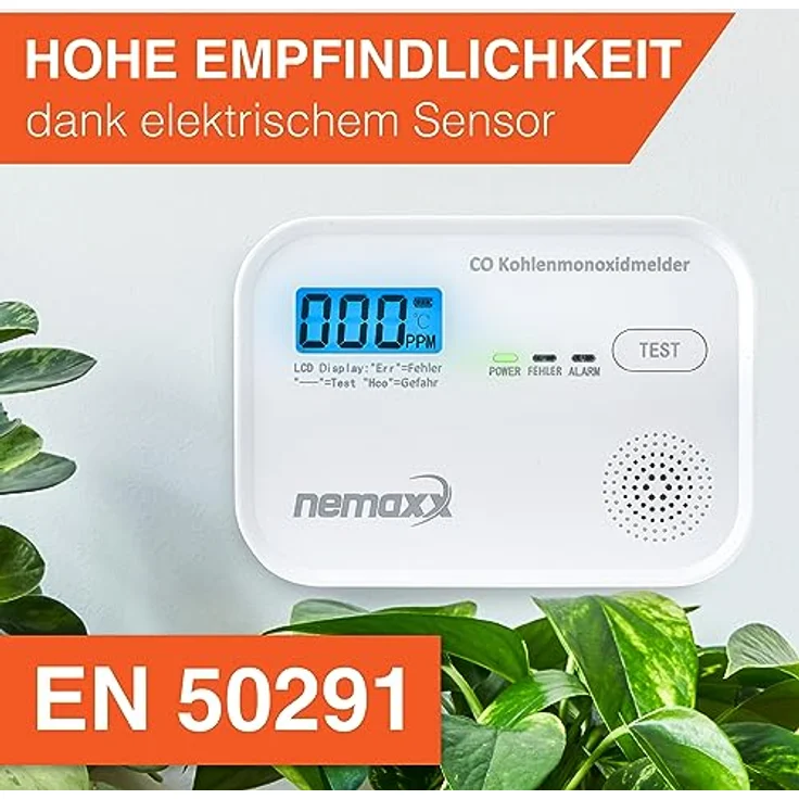 CO Melder Kohlenmonoxid Gasmelder Gaswarner Rauchmelder Nemaxx nach DIN EN50291 – Bild 5
