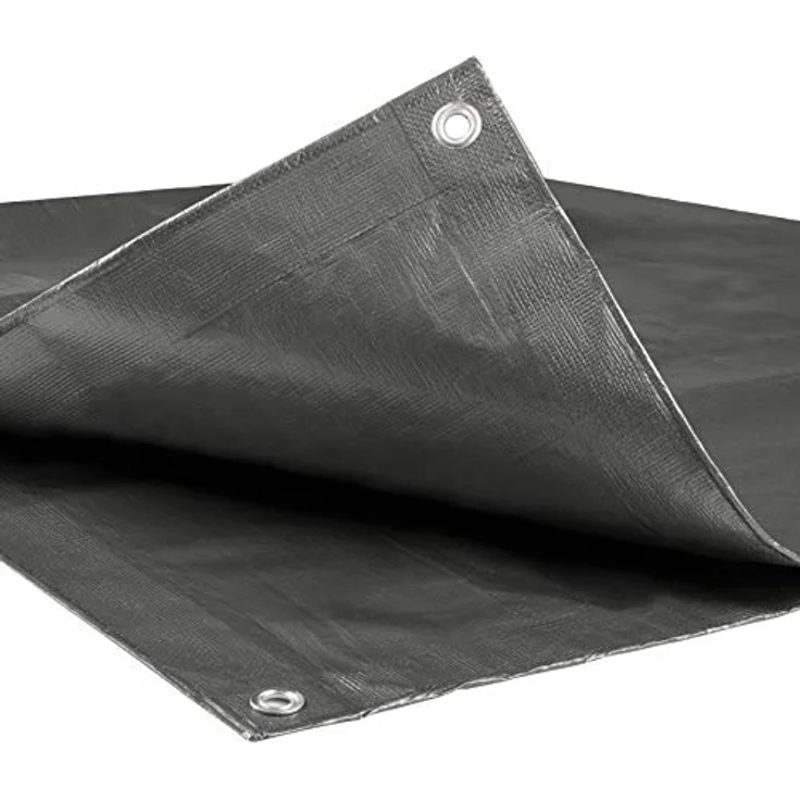 WOLTU Abdeckplane 3x4 m wasserdicht, 180g/m² PE Gewebeplane mit Ösen, Gartenplane reißfest UV-stabilisiert abwaschbar, Mehrzweck Schutzplane für Gartenmöbel Grill Pool Zeltunterlage Trampolin, Grau – Bild 3