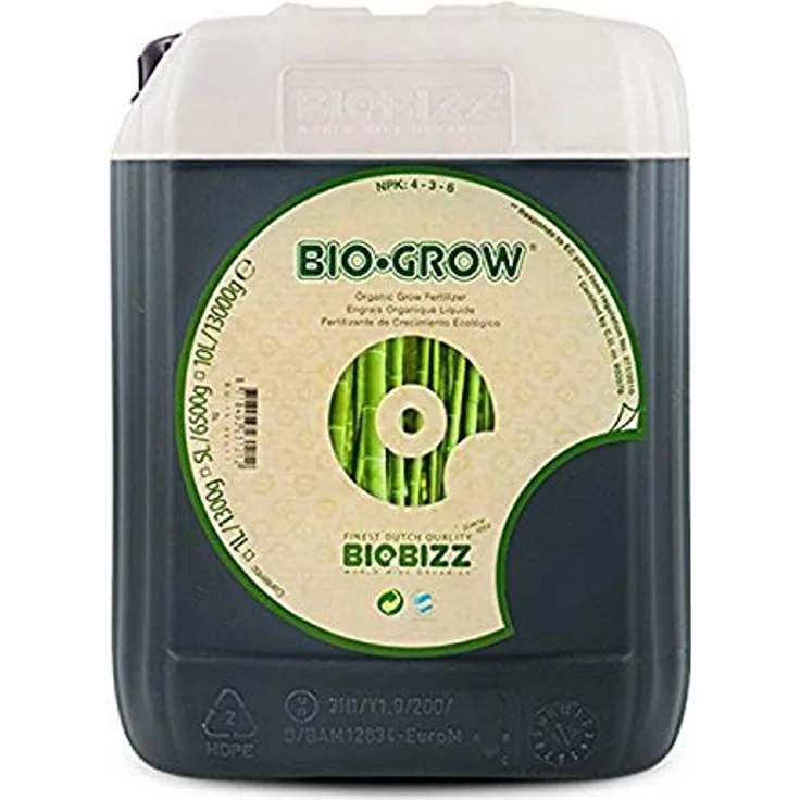 BioBizz 5L Bio-Grow Flüssigkeit, biologischer Pflanzendünger für üppiges Wachstum, geeignet für Pflanz- und Kokoserde