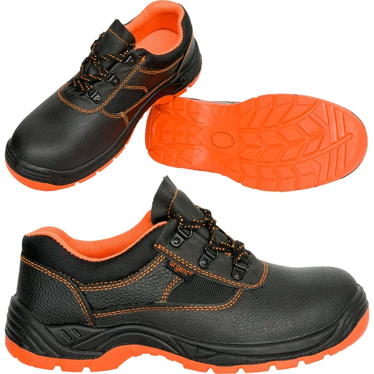 artmas Arbeit Halbschuhe S1 Sicherheitsschuhe mit Stahlkappe, PU-Sohle, schwarz-orange, Gr. 39