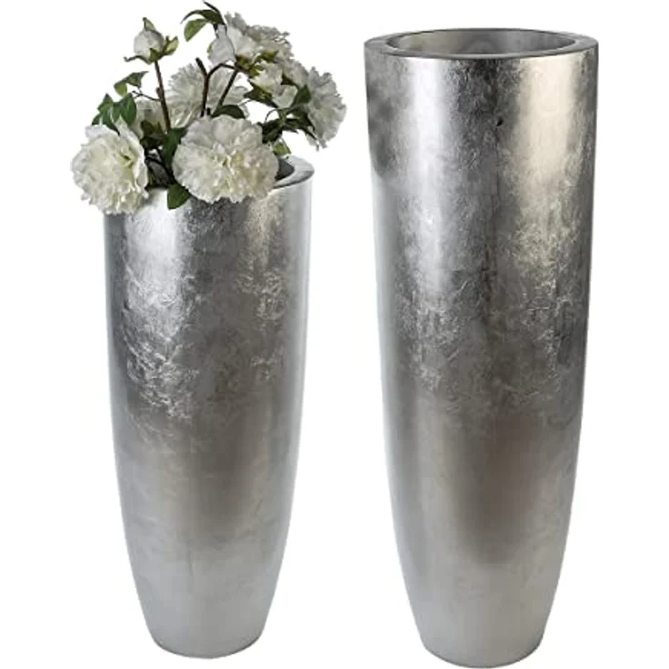 GILDE Übertopf Konus, silberfarbenes Pflanzgefäß mit eleganter Form für Indoor und Outdoor, 1 Stück – Bild 2