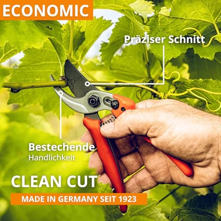 Original Löwe 14 Gartenschere Rosenschere 14.107 mit scharfen Stahlklingen aus Carbon - leichte Bypass-Schere mit Antihaftbeschichtung zum Schneiden für Rosenbüsche Rosenzweige Äste Schnittblumen Rechtshänder klein – Bild 7