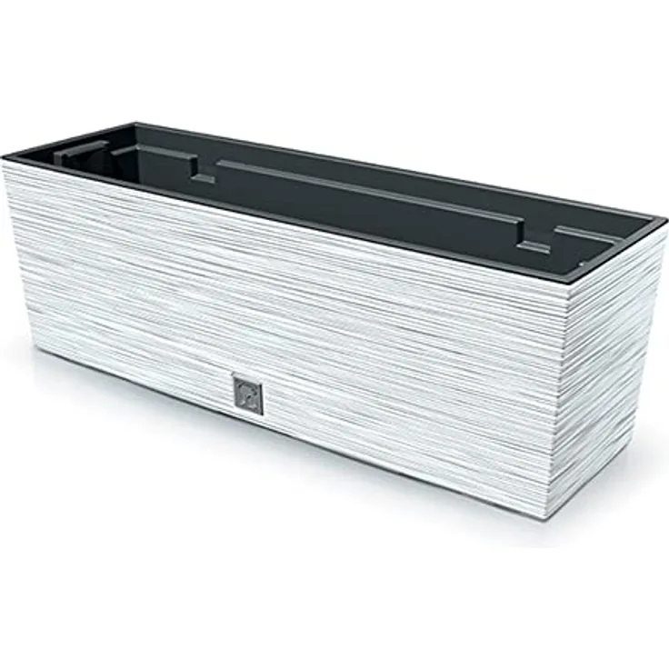 Macetero color blanco, con depósito, colección FURU, de 58 x 18 x 19,5 cm, capacidad de 12 L.