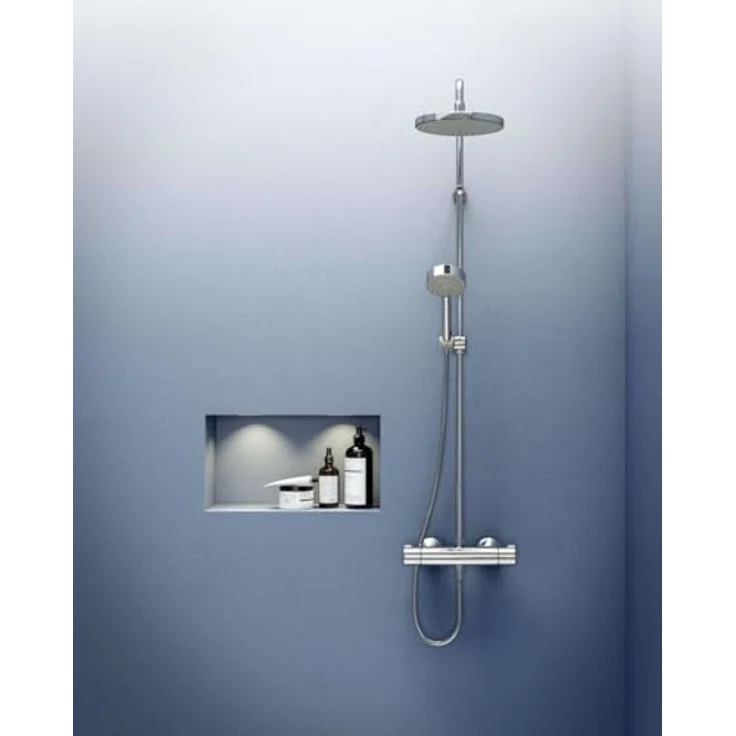 Hansa Micra Duschsystem mit Thermostat, Wandmontage, 200 mm Kopfbrause, chrom, Sicherheitsverriegelung, Temperaturregelung, Anti-Kalk-Technologie – Bild 4