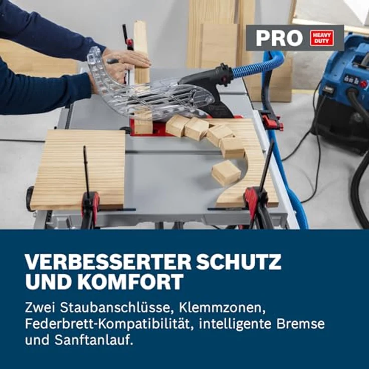 Bosch Professional GTS100-254 Tischkreissäge, 254mm, 2200 W, präzise Längsschnitte bis 825mm, Sanftanlauf, 230V – Bild 5