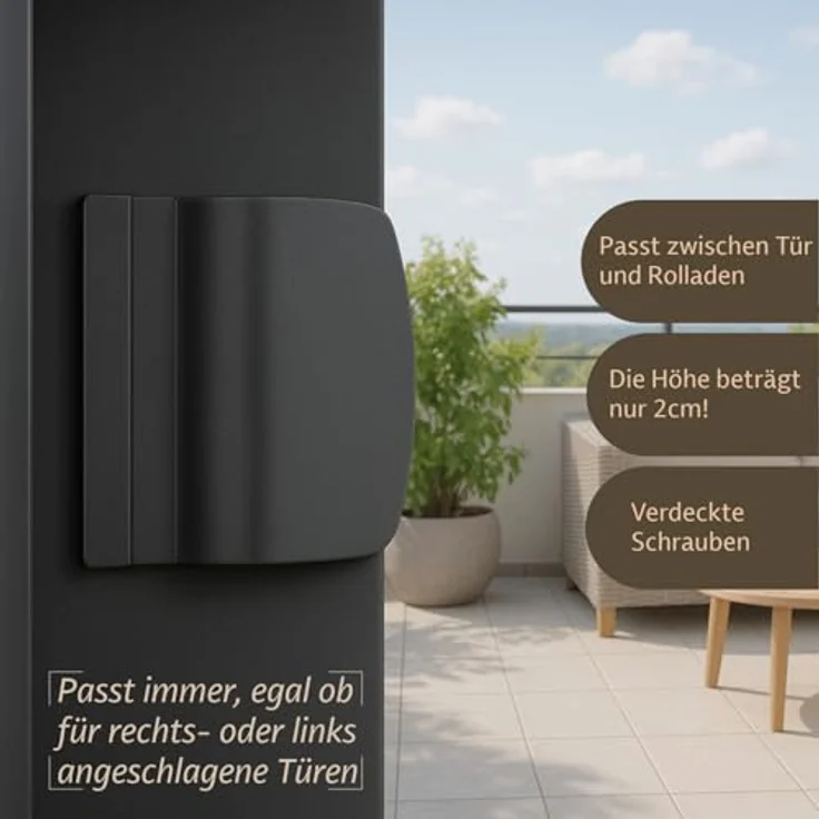SILISTO Balkontürgriff außen, 3 Stück Terrassentür Ziehgriff aus Kunststoff, schwarz, inkl. Schrauben – Bild 2