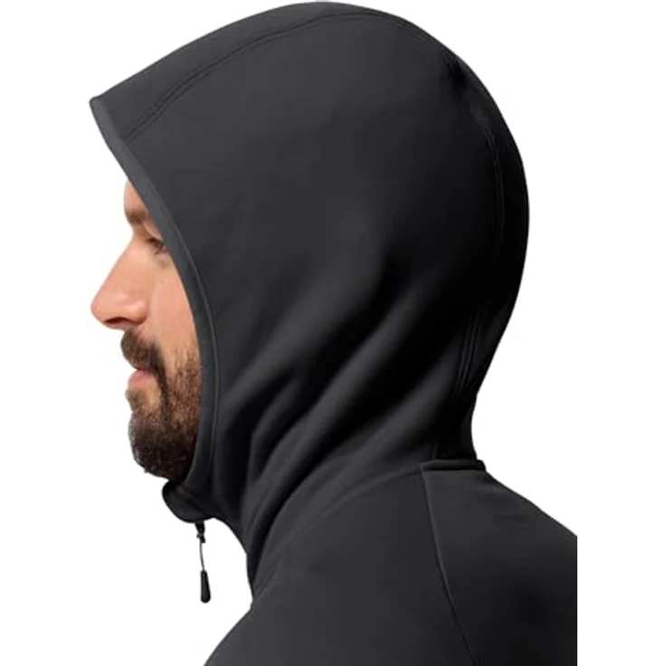 Jack Wolfskin Baiselberg Hooded Fleecejacke, superelastisches Power Stretch Material, Kapuze, Schwarz, Größe L – Bild 8