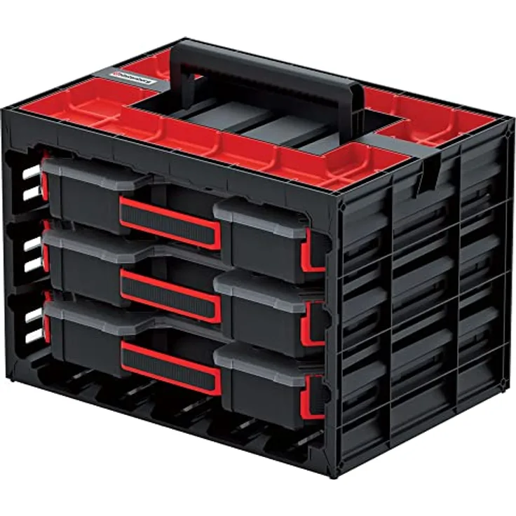 Kistenberg Werkzeugkoffer mit 3 Sortimentskästen mit Trennwänden Sortierbox Kleinteilemagazin Komfortabler Griff Tager Case 415 x 290 x 295 mm