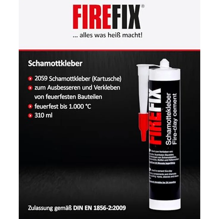 Firefix Schamottkleber, hitzbeständig bis 1000°C, 310 ml – Bild 2