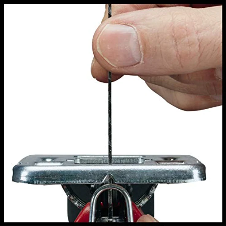 Einhell Stichsäge TC-JS 80/1 Kit (550 W, 20 mm Hubhöhe, Pendelhubfunktion, 80 mm Schnitttiefe in Holz, 10 mm in Stahl, 3.000 min-1, inkl. 3x T-Schaft Sägeblatt) – Bild 4