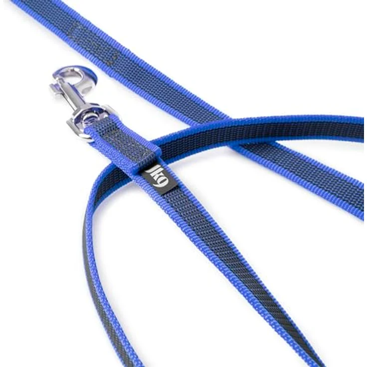 IDC Color & Gray gumierte Leine, 20 mm x 2 m mit Schlaufe und D-Ring, Blau-Grau – Bild 3