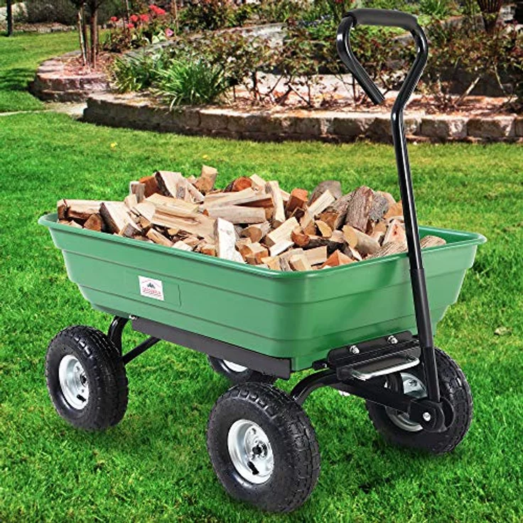 Gardebruk Gartenkarre 300 kg Kunststoff Kippfunktion Lenkachse Transportwagen Bollerwagen Muldenkipper Kippwagen – Bild 6