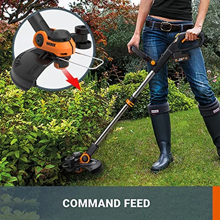 WORX WG163E.9 Akku Rasentrimmer 20V Kantenschneider Rasen 2-in-1 Funktion: Rasentrimmer und Kantenschneider Inkl. Distanzschutz, Kantenschneiderad, Fadenspule, Ohne Akku und Ladegerät – Bild 5