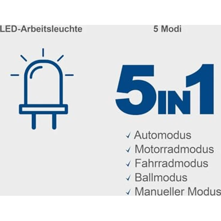 Scheppach Akku-Handkompressor AC10/8V, 10,3 bar Arbeitsdruck, 8 V, 2000 mAh, 5 Betriebsmodi, inkl. Schlauch, Nadel, Adapter, Ventil, Ladekabel – Bild 3
