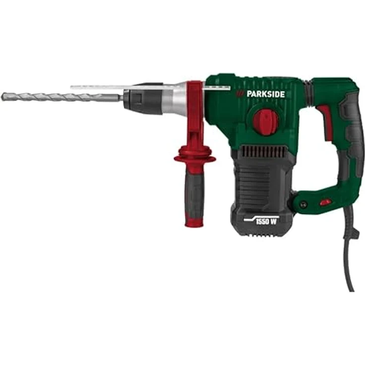 Parkside Bohrhammer / Meißelhammer PBH 1550, 5 J, 1550W, inkl. Bohrer- und Meißelset, 230 V, Schwarz – Bild 3