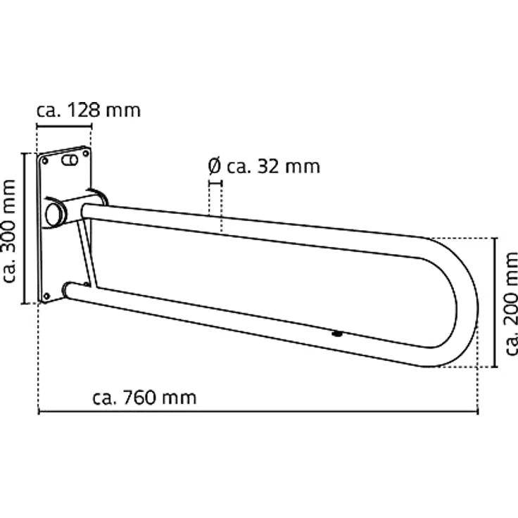 RIDDER WC-Aufstehbügel Tim 76 cm, klappbar weiß 760 mm – Bild 4