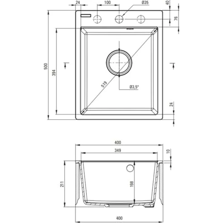 DEANTE Einbeckenspüle aus Granit, graphit matt mit schwarzer Küchenarmatur, 1-Becken-Design – Bild 2
