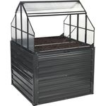 "BRAST Hochbeet 2in1 mit Alu Gewächshaus-Aufsatz, Integriertes Drainage-System, wetterfest, 120x120x166cm, 4mm Hohlkammerplatten, 2 Pflanzwannen, Pflanzbeet für Balkon Terrasse & Garten"