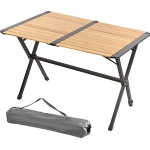 Bild für Via Mondo Aluminium Bambus Campingtisch Mesa für 4 Personen höhenverstellbar Rolltisch kleines Packmaß