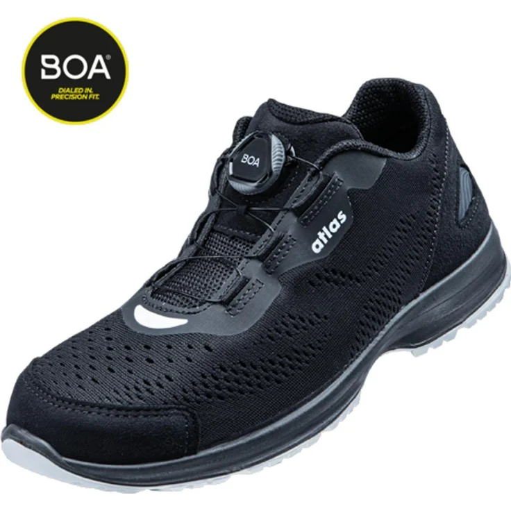 Atlas Runner 955 XP BOA Sicherheitshalbschuh S1P SRC ESD, Gr. 44, schwarz/weiß mit aktiv-X Funktionsfutter und druckentlastender Einlegesohle
