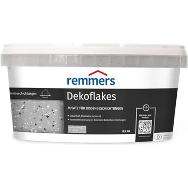 Remmers Dekoflakes, Farbzusatz in weiß/grau/schwarz, 0,5 kg, dekorative Dekoflocken für Bodenfarben, langlebig, lichtecht, wetterbeständig