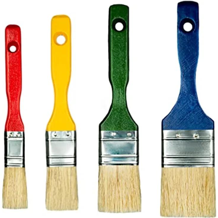 Hardy 4er Set Pinsel 20 mm 30 mm 40 mm 50 mm Serie 23 zum Lackieren mit jeder Farbe Präzise Deckkraft Mischung aus Synthetik- und Naturborsten Profilierter Rutschfester Griff