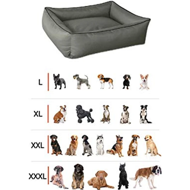 BedDog Hundebett MAX, Hundekissen mit abziehbaren waschbaren Bezug, Hundekorb, Hundesofa, für mitel-große Hunde, XL, schwarz – Bild 2